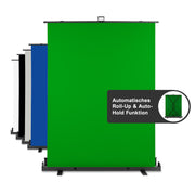 Fondale fotografico a rullo verde 165 x 220 cm, sfondo avvolgibile con supporto, sistema per studi fotografici, pannello ingualcibile ideale per chroma key