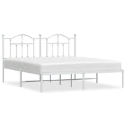 Letto matrimoniale | Letto per adulti | Giroletto con Testiera Metallo Bianco 180x200 cm