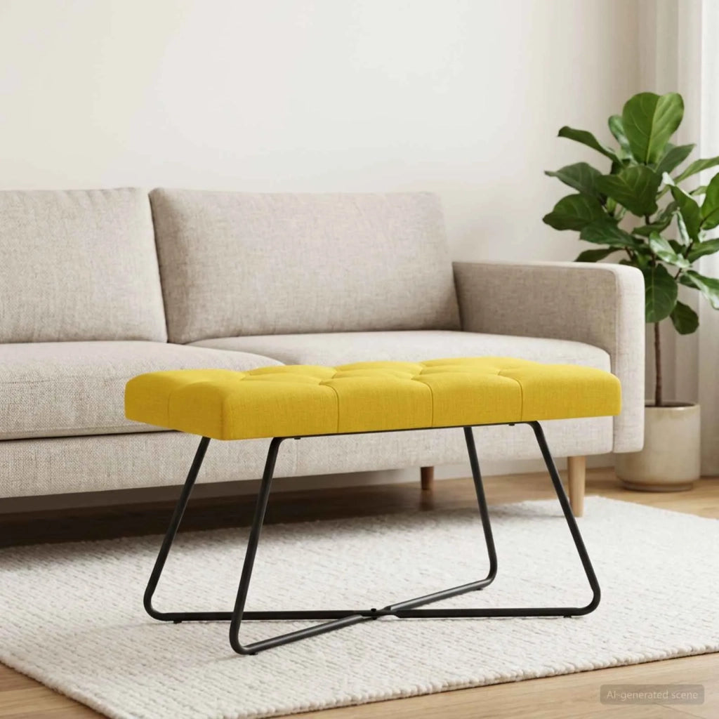 Panchina con bottoni imbottiti Giallo Chiaro 80 x 40 x 46 cm 42038367