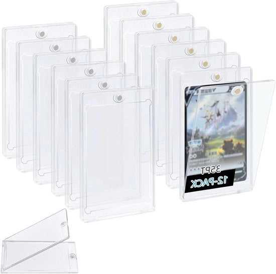 12 pezzi di custodie trasparenti per carte da collezione con magneti e protezione UV per la raccolta di carte da foto e sportive