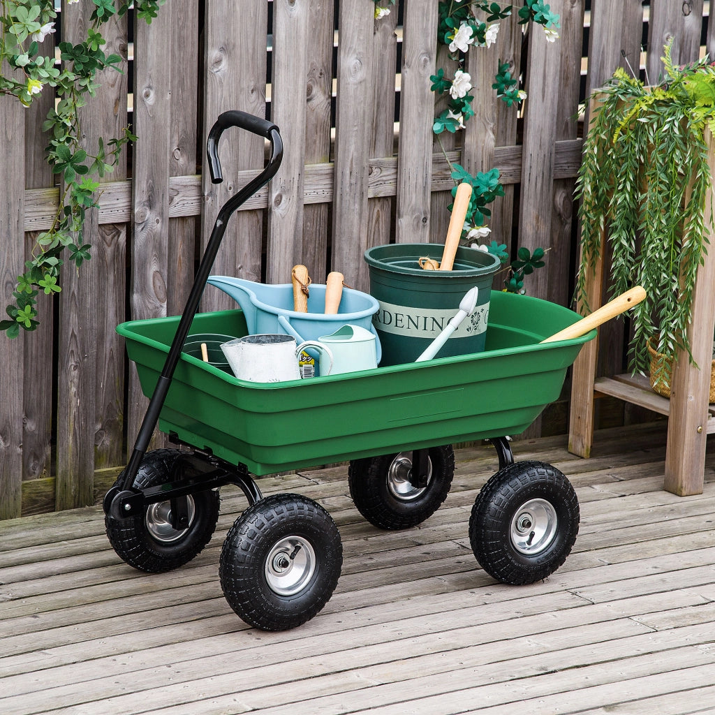 Carrello da Giardino con 4 Ruote ¨C Zephmum ¨C Verde Acciaio 108x52x100 cm