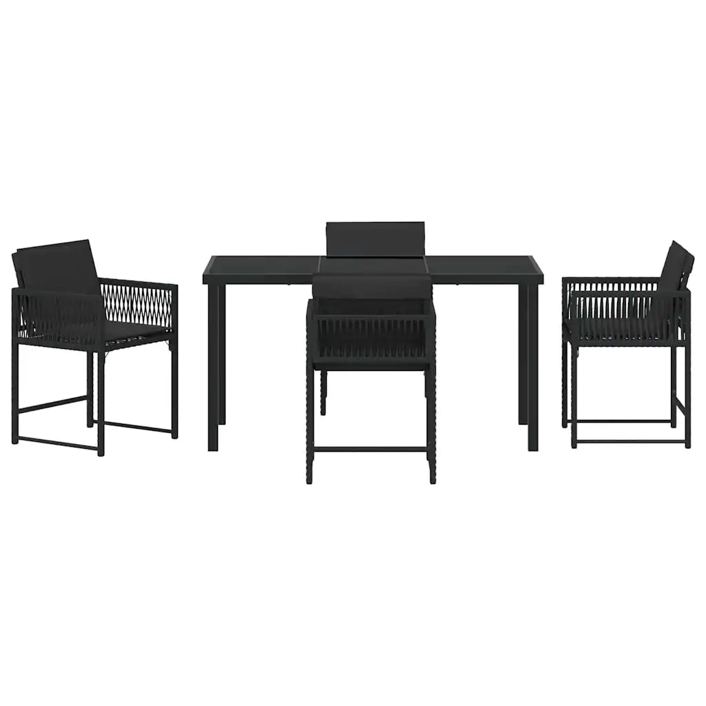 Set da Pranzo per Giardino 5 pcs Nero polyrattan 3380746