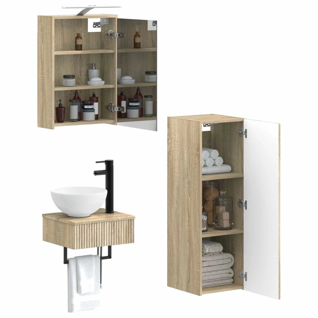 Set di Armadi da Bagno 4 pcs Rovere Sonoma 43 x 16 x 62,5 cm 3407369