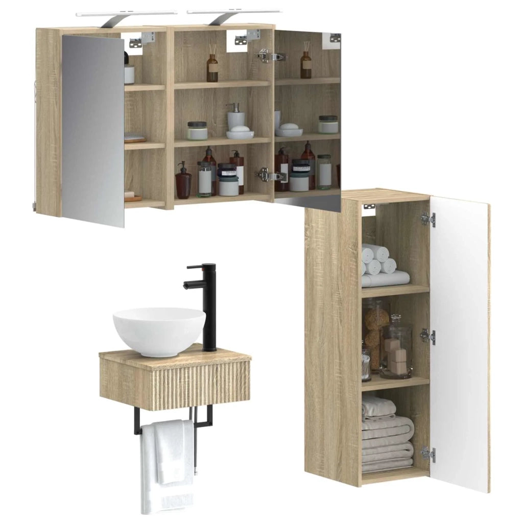 Set di Armadi da Bagno 4 pz Rovere Sonoma Legno ingegnerizzato 3407369