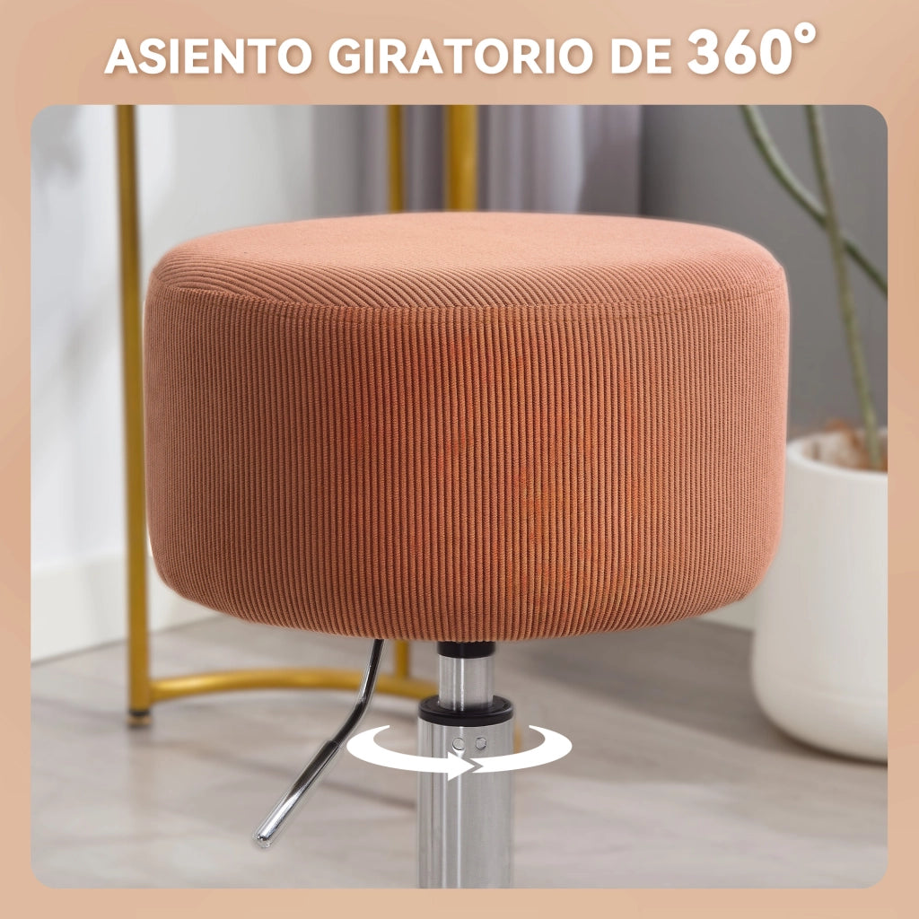 Sgabello Regolabile in Altezza 52-66 cm con Rivestimento in Velluto ¨C zephmum ¨C Marrone