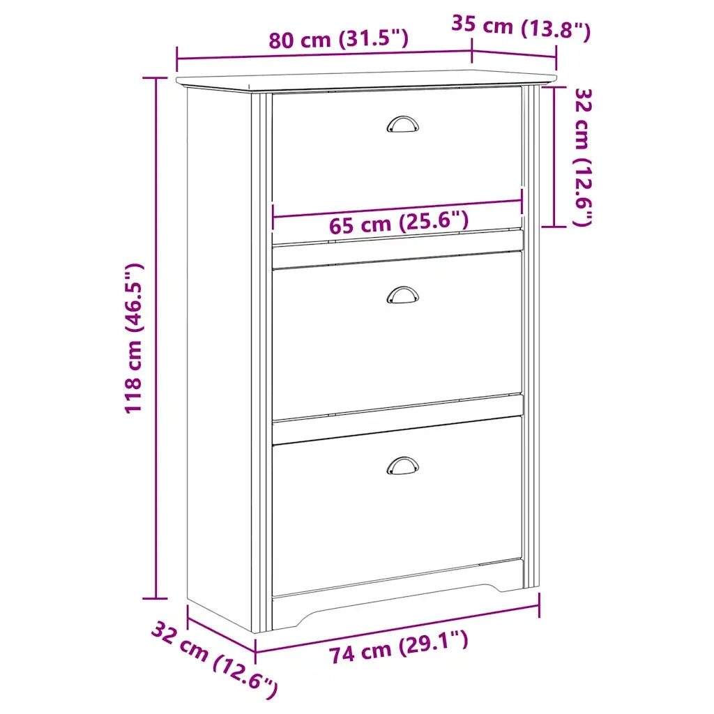 Scarpiera | Mobile per scarpe BODO Marrone miele 80 x 35 x 118 cm Legno multistrato