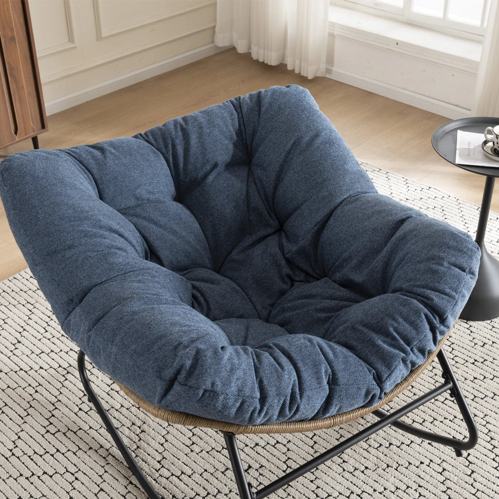 Poltrona a Dondolo in Tessuto Chenille ¨C MINIMAL ¨C Grigio, Reclinabile, per Soggiorno e Camera