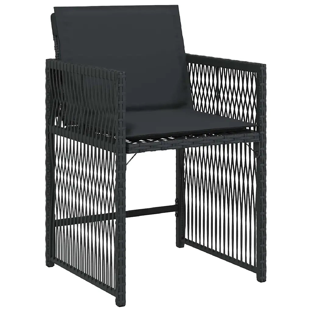 Set da Pranzo per Giardino 5 pcs Nero polyrattan 3380773