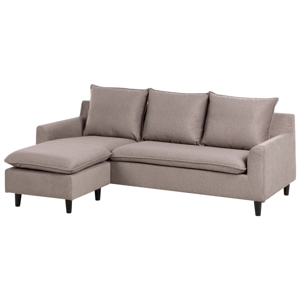 Divano componibile angolare in tessuto tortora lato destro Cuscino schienale stile moderno