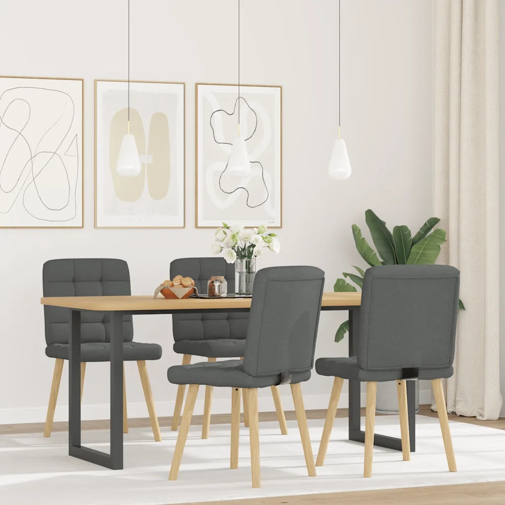 Sedie da Pranzo 4 pz Grigio Scuro in Tessuto 3315192