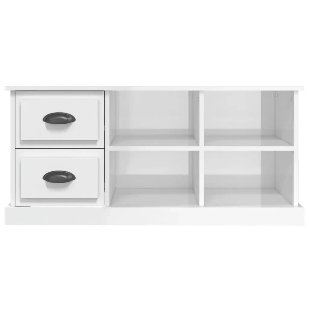 Mobile Porta TV Bianco Lucido 102x35,5x47,5cm Legno Multistrato 816178