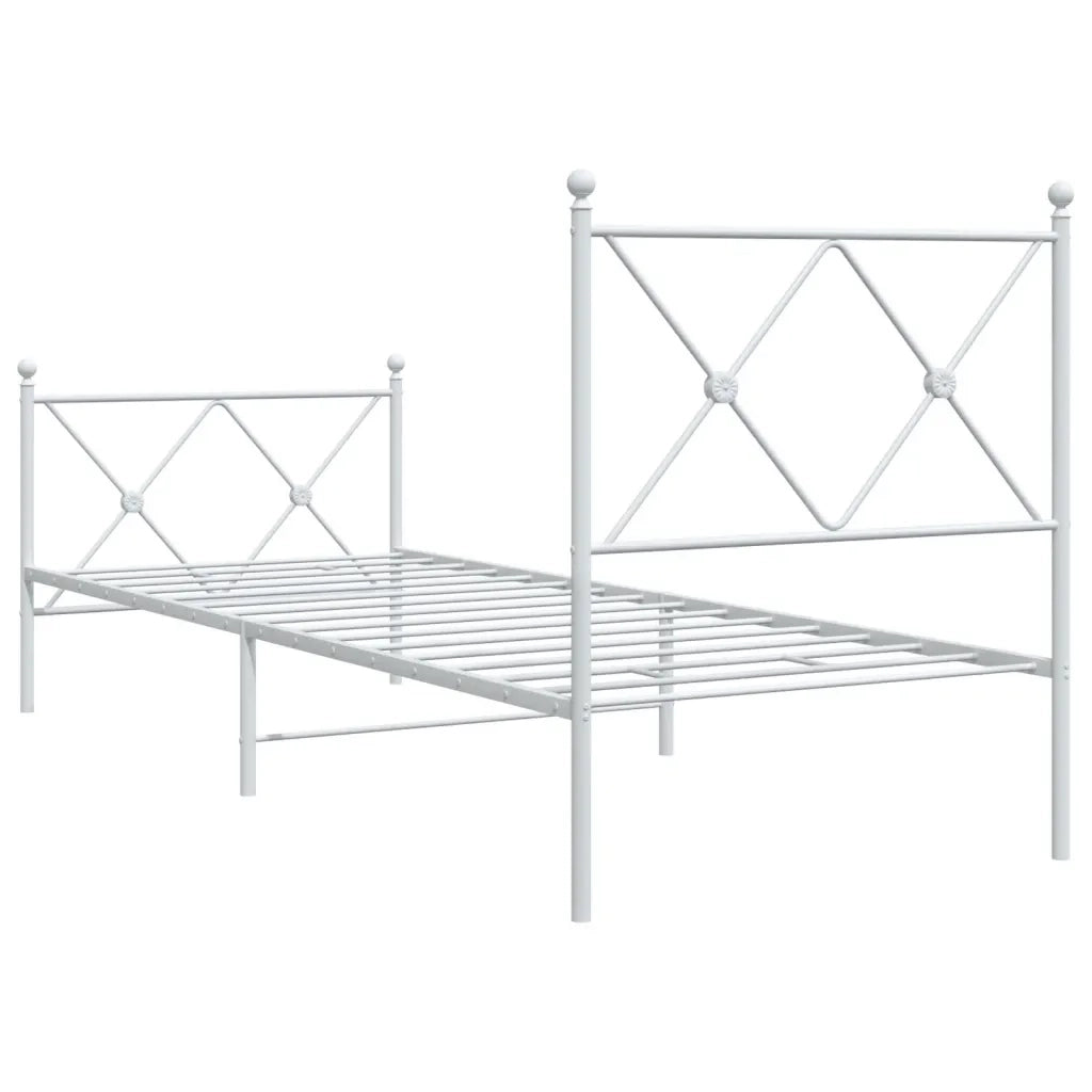 Giroletto con Testiera e Pediera Metallo Bianco 75x190 cm 376559