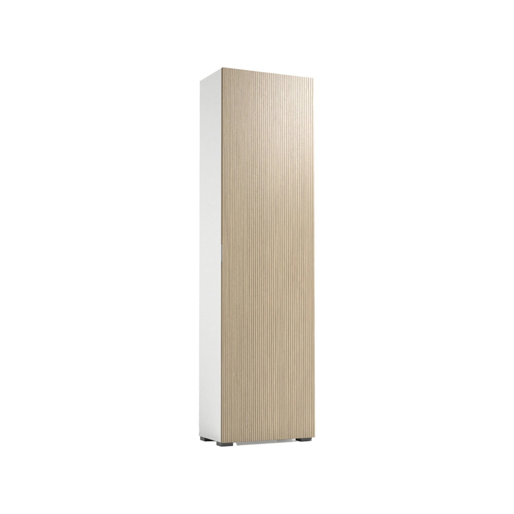 Tropaeolum, Armadio Multiuso 1 Anta 7 Ripiani Made in Italy, 30.00x182.00h cm Bianco Cannettato
