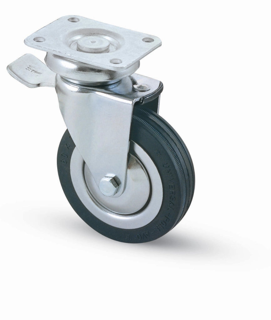 RUOTA CARRELLO D  80 MM 155/BIS PIASTRA C/FRENO- AVO- 1,0 pz
