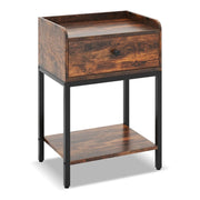 Comodino con stazione di ricarica 42 x 30 x 60 cm pratico contenitore stile rustico industriale legno marrone 20_0019269
