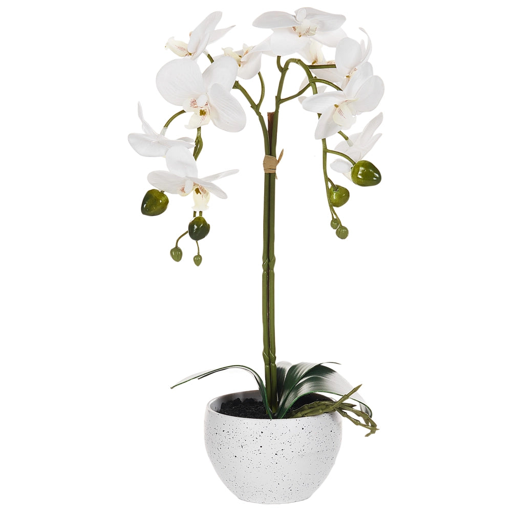 Pianta artificiale in vaso Materiale sintetico bianco e verde 42 cm Pianta orchidea Accessorio decorativo per interni