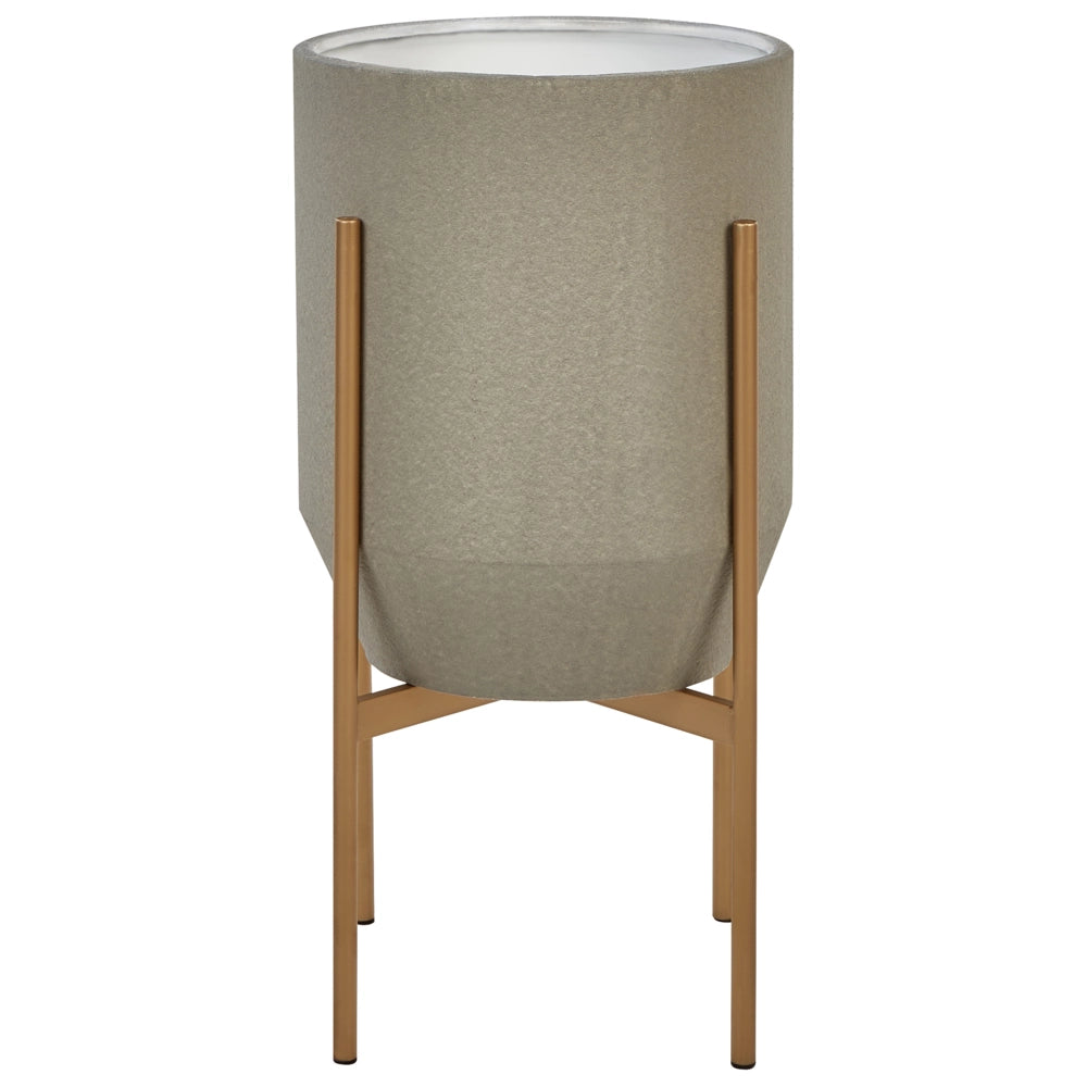 Fioriera in metallo grigio 33 x 33 x 62 cm per interno ed esterno