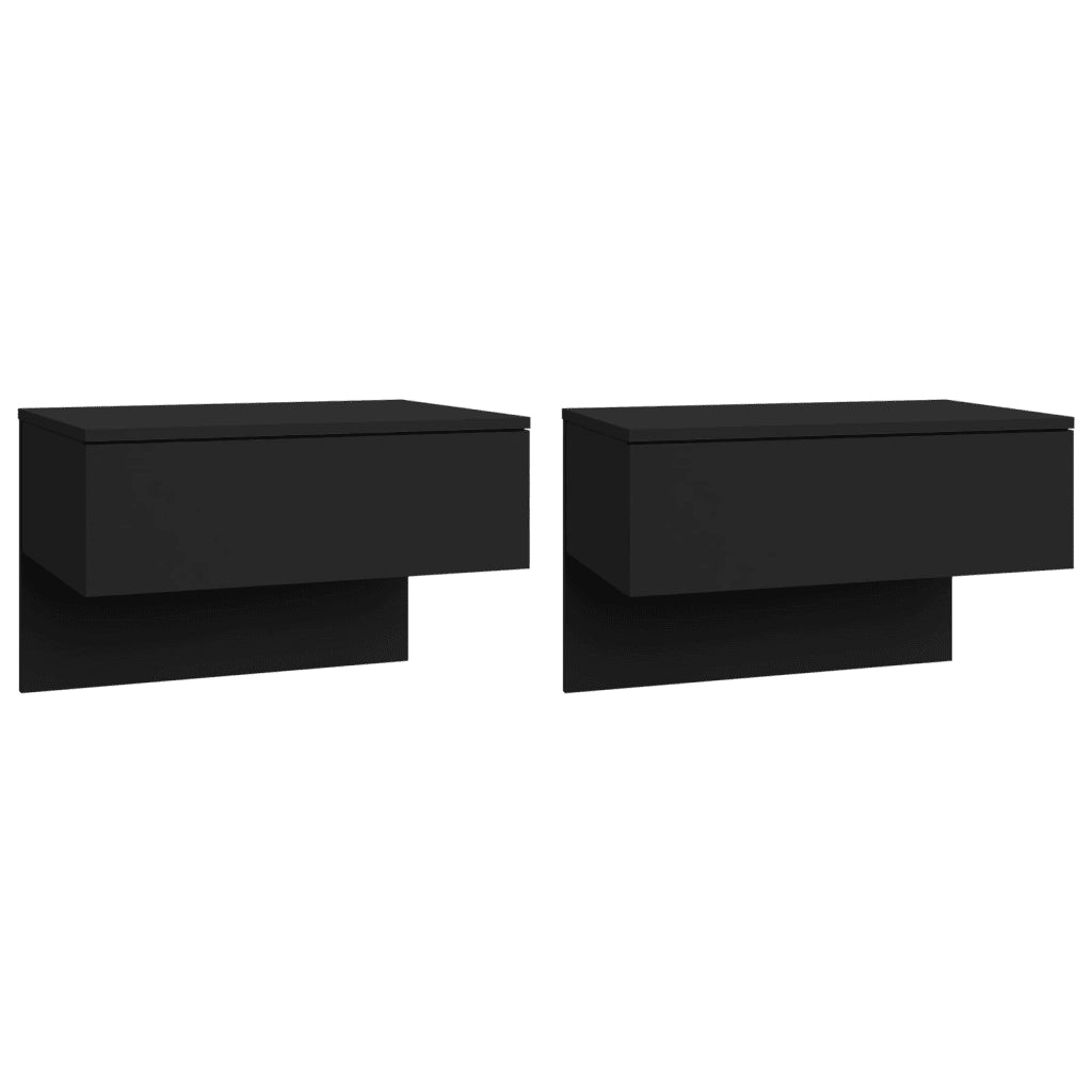 Comodini a Muro 2 pz Neri 810938