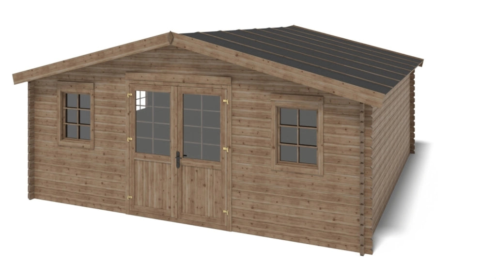 Casetta da giardino in legno - 34.8m2 - 5.9x5.9m - impregnata - 45mm - colore: marrone - DOM656 - ALTANKA