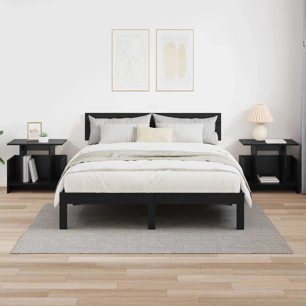 Supporto TV 2 pcs Rovere Nero 50 x 35 x 45 cm Legno multistrato