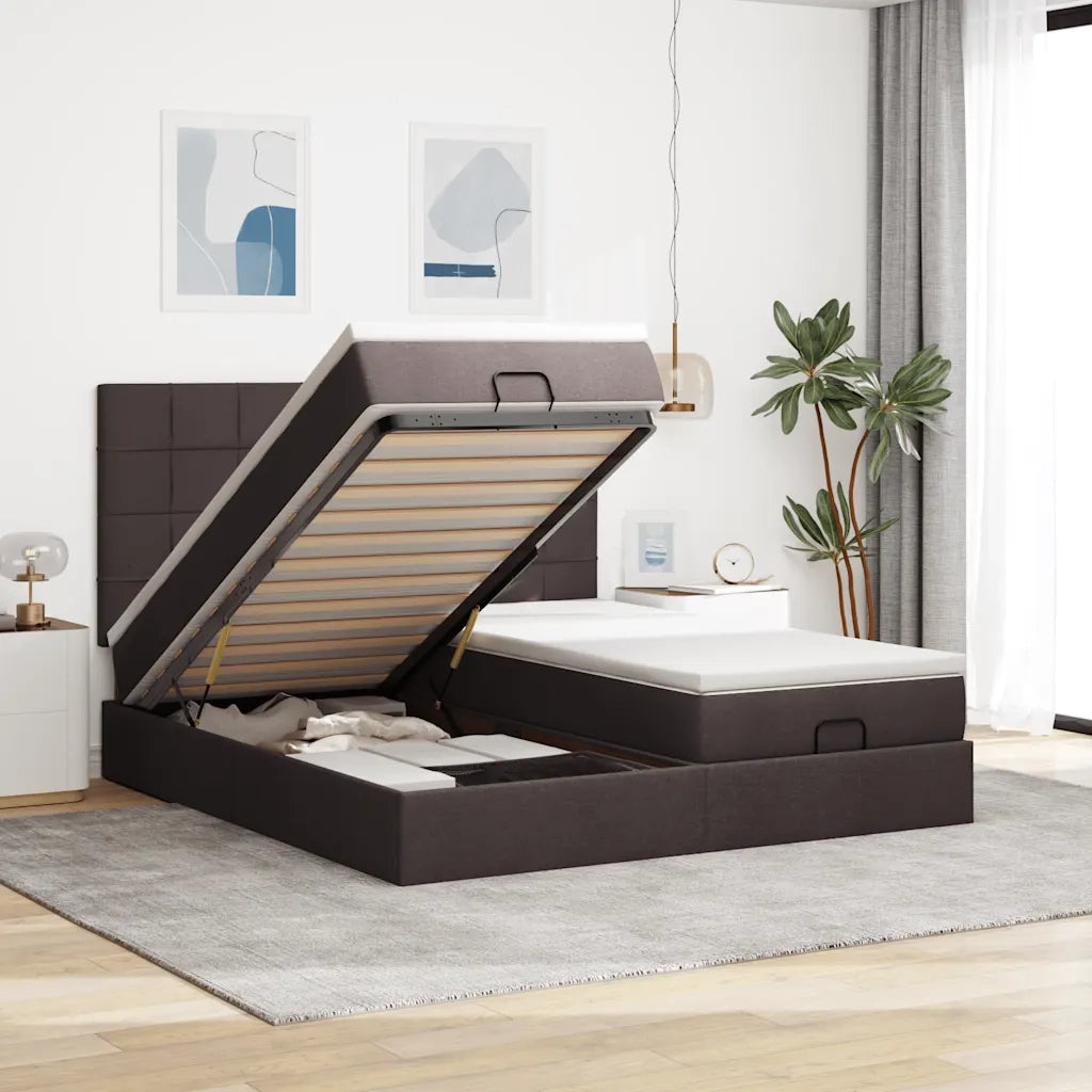 Struttura Letto Pouf con Materassi 200x200 cm in Tessuto 3314551