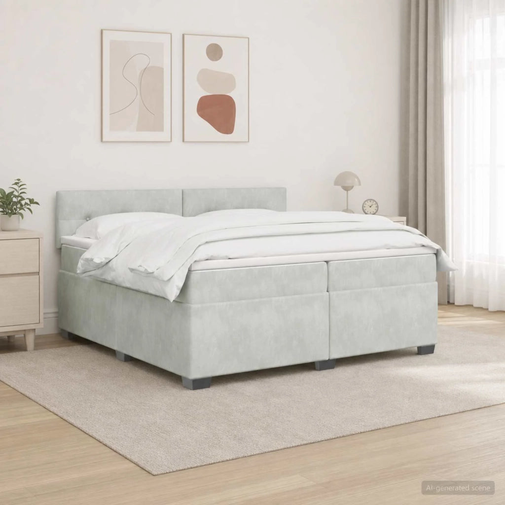 Letto con Box Spring, Materasso e LED Grigio Chiaro Velluto 3452246