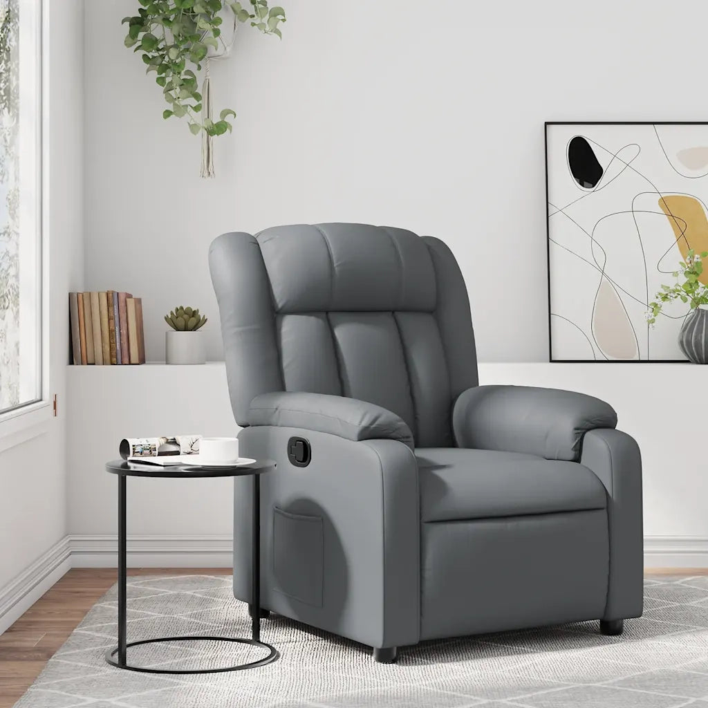 Poltrona | Sedia Relax Reclinabile Grigia in Similpelle
