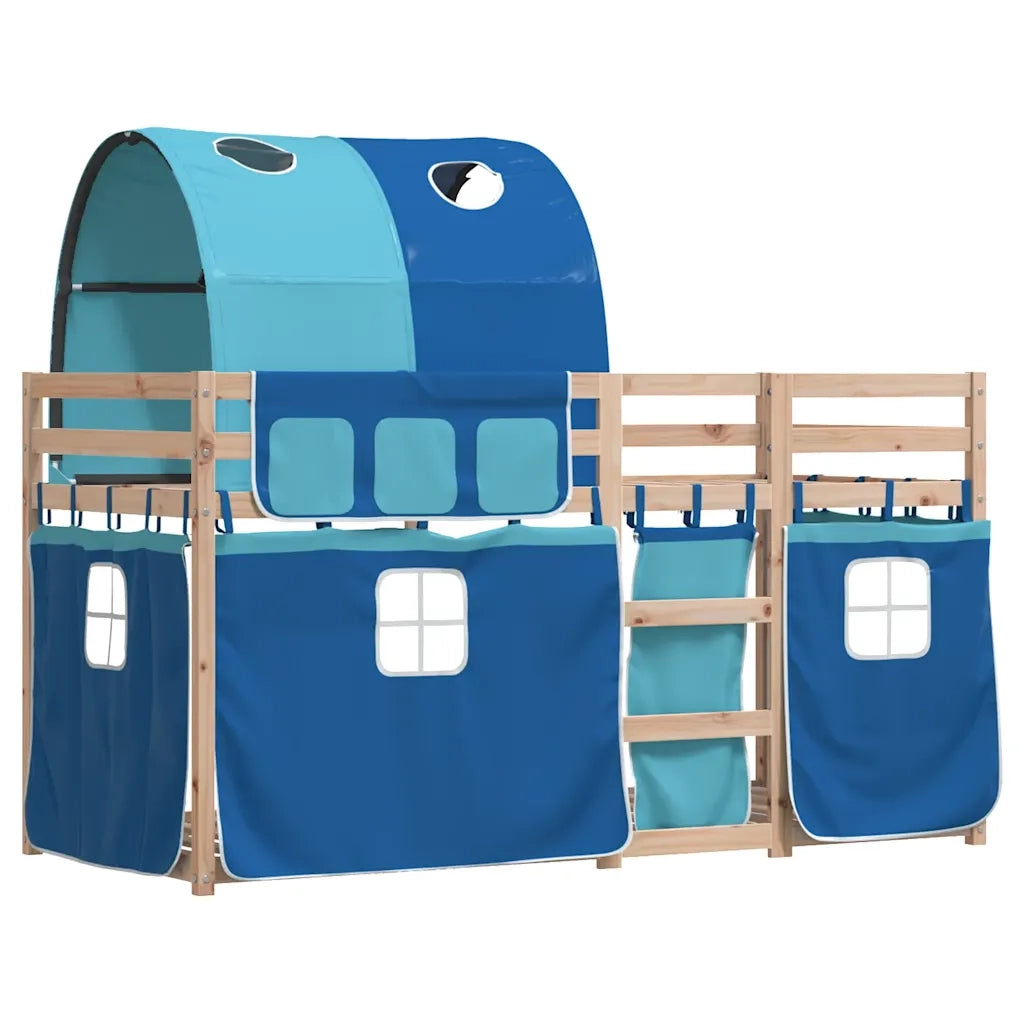 Letto a Castello senza Materasso Blu 90x190cm Massello Pino