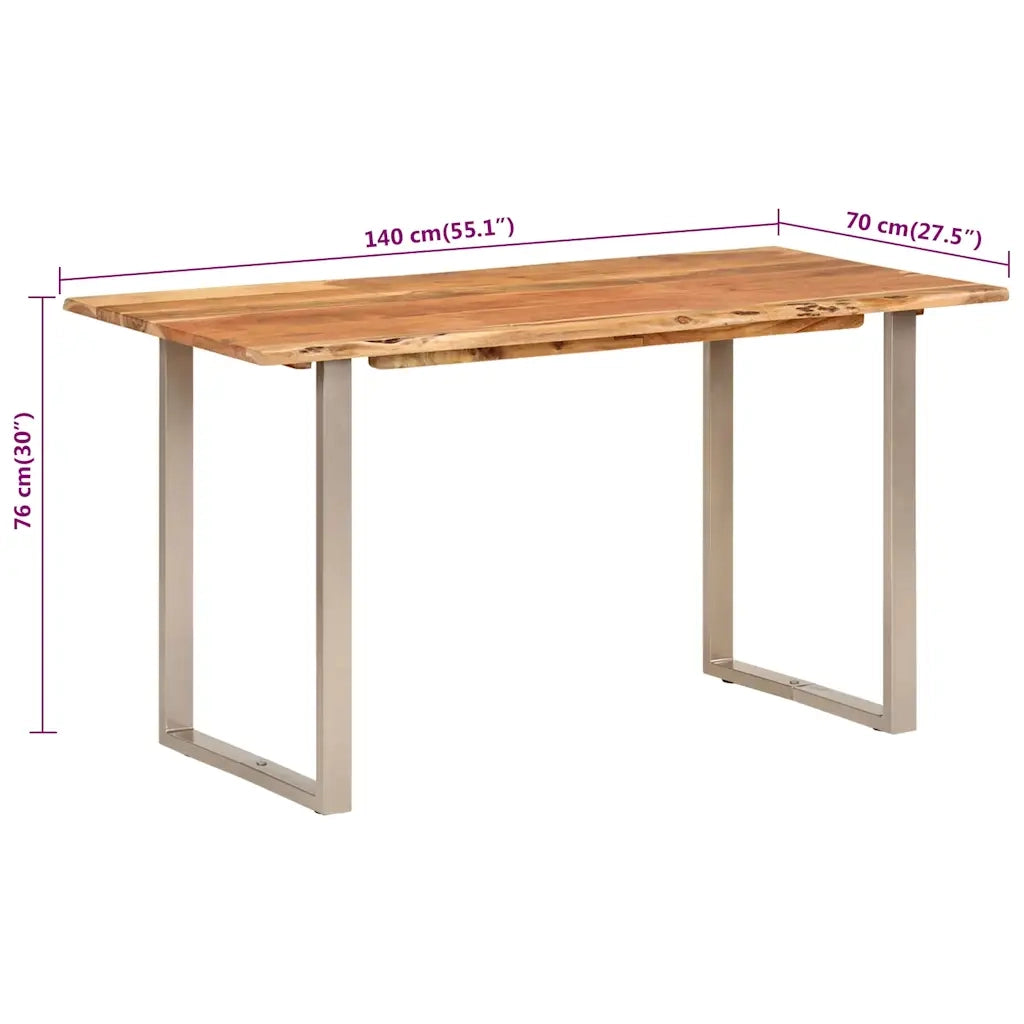 Tavolo da Pranzo 140x70x76 cm in Legno Massello di Acacia 286478