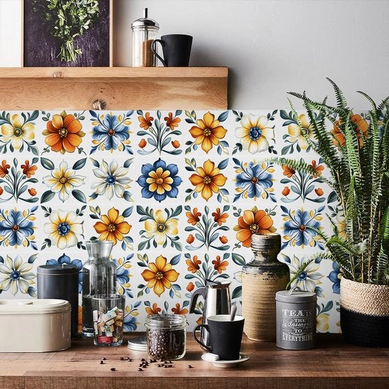 Tegelstickers Marocchini da Parete 24 pezzi Stickers per Parete Autoadesivi per Decorare Cucina, Bagno, Mobili, Scrivanie, Tavoli