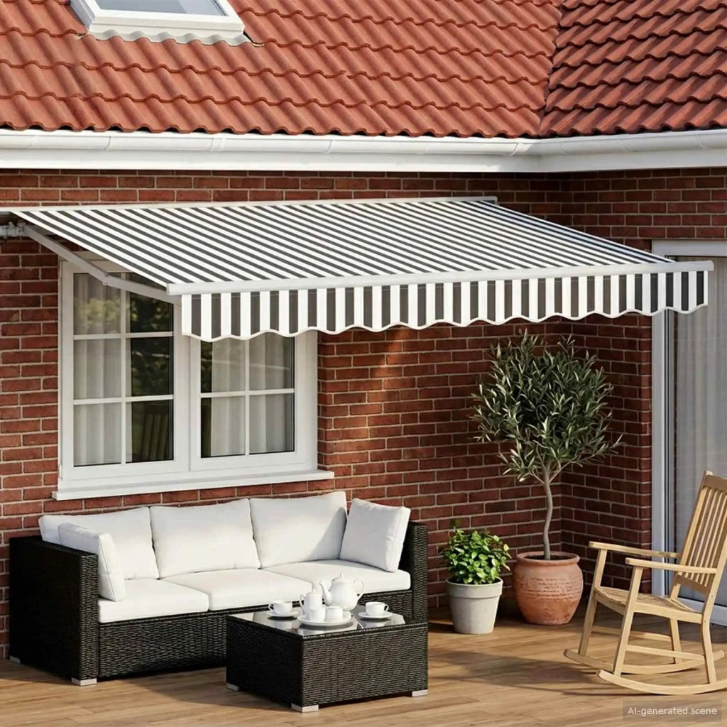 Cornice per Tenda Manuale con LED Antracite e Bianco 3,5 x 2 m 3420541