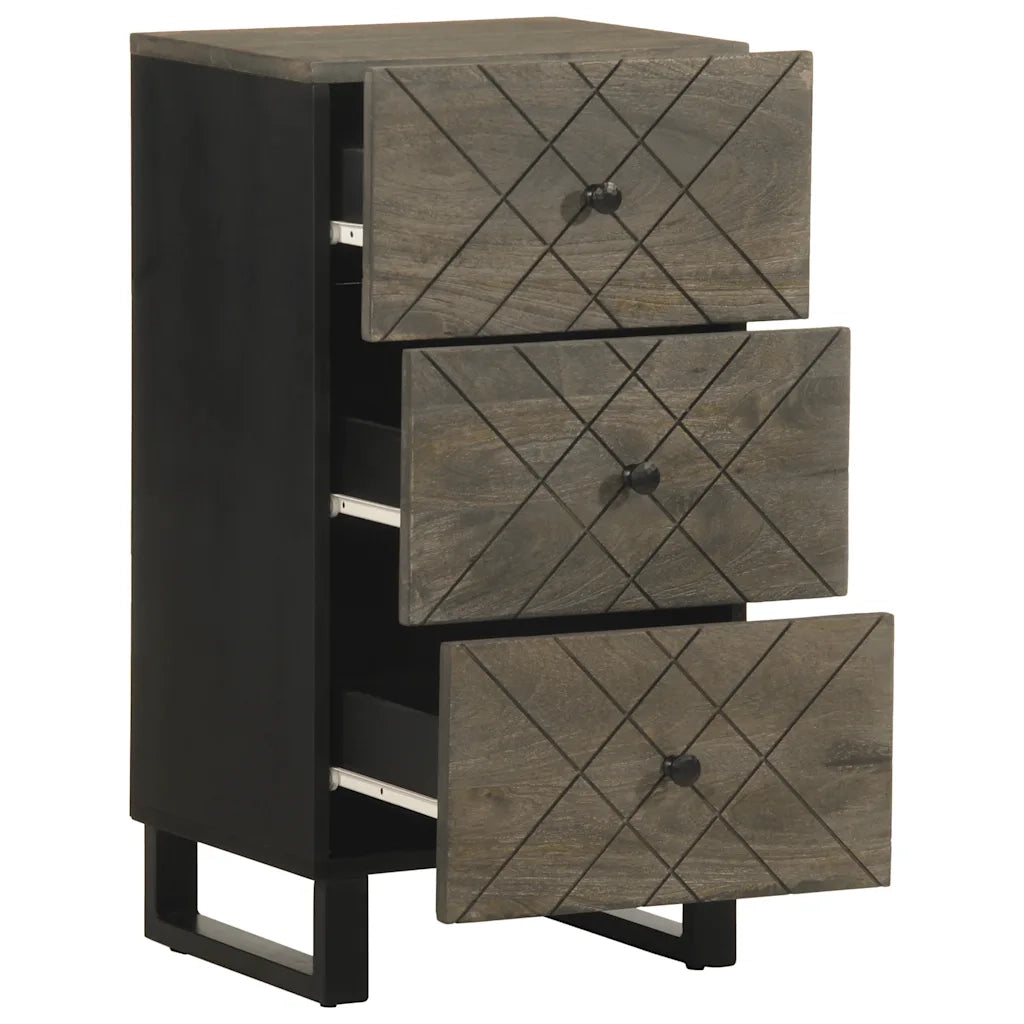 Credenza Nera 40x33x75 cm in Legno Massello di Mango 4017707