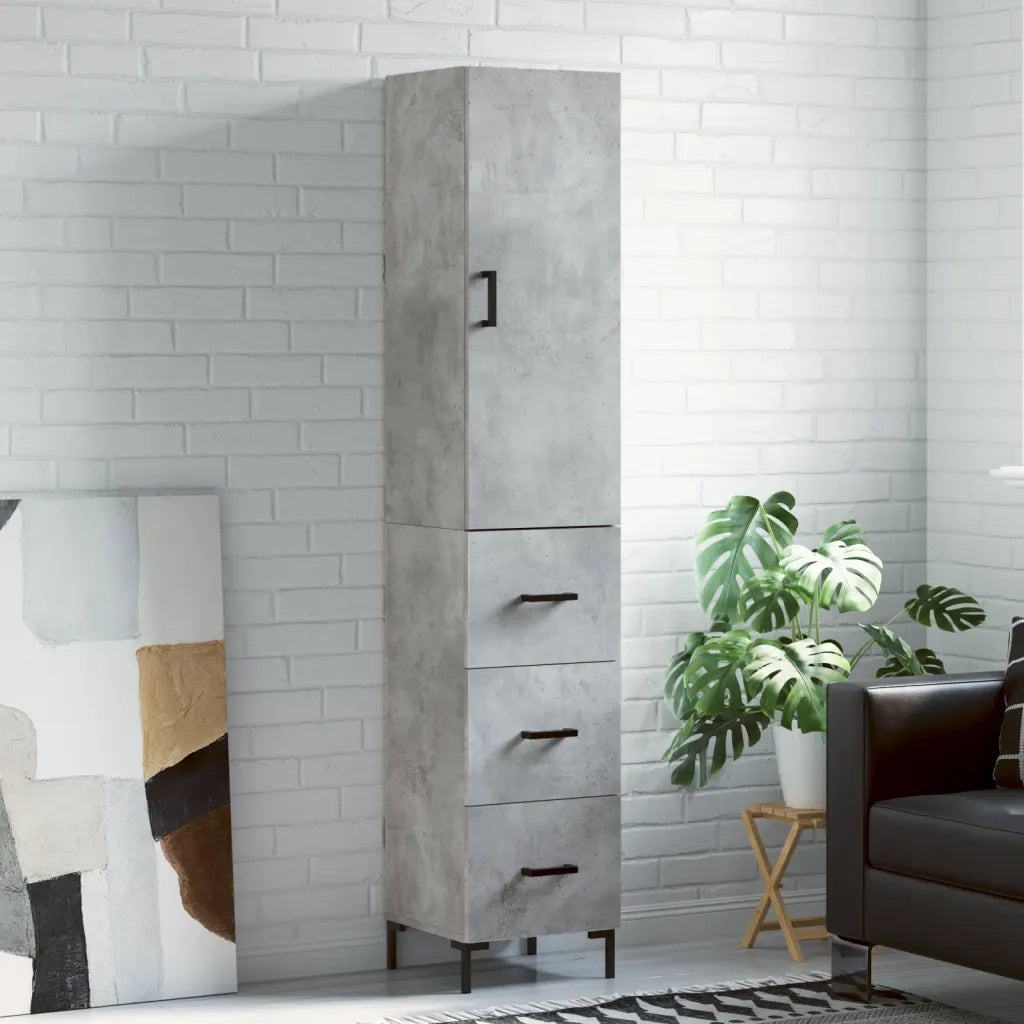 Credenza | Madia | Buffet da pranzo | Armadio da pranzo Grigio Cemento 34,5x34x180 cm in Legno Multistrato