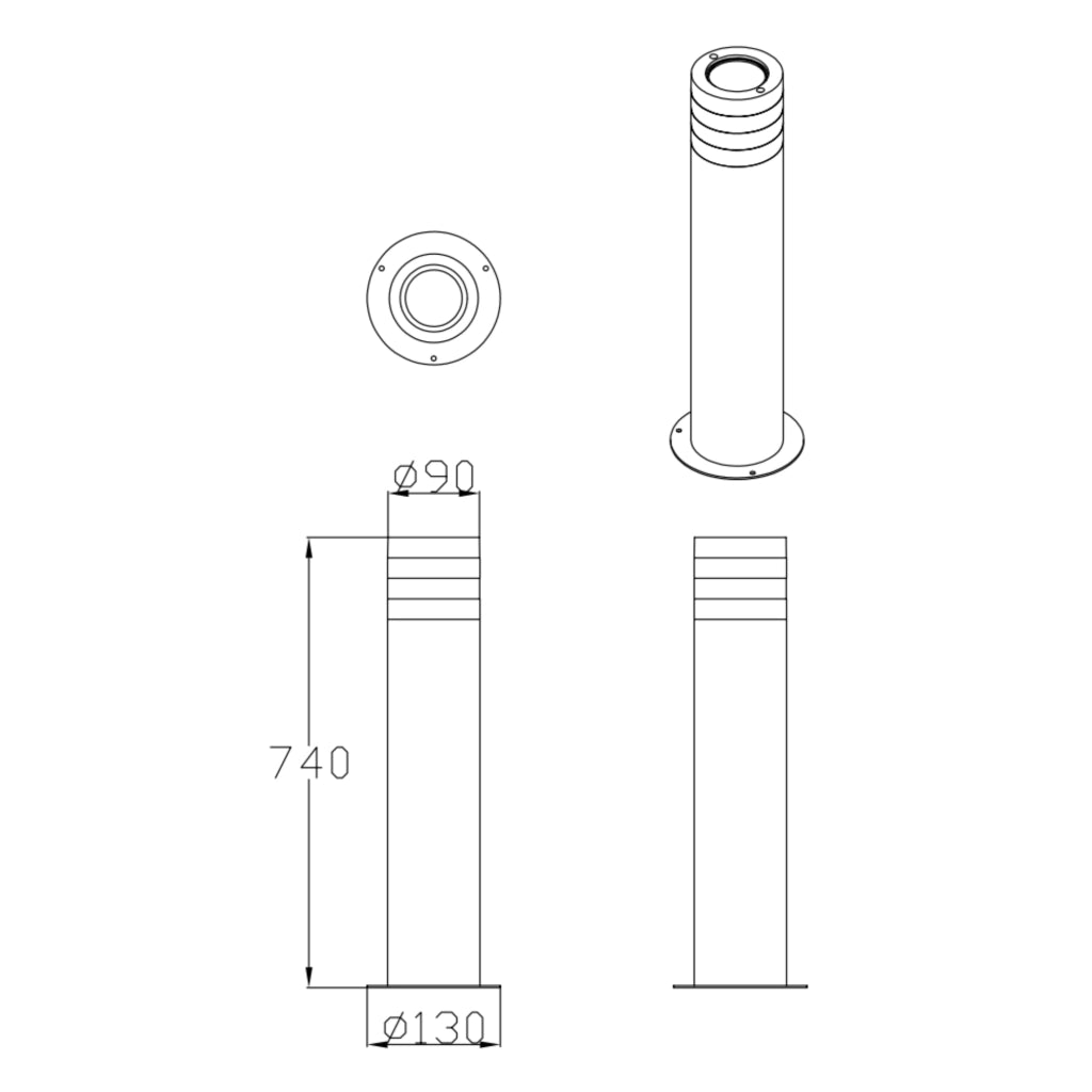 Lampada da esterno 74 cm nera E27 Rino Polux IP54