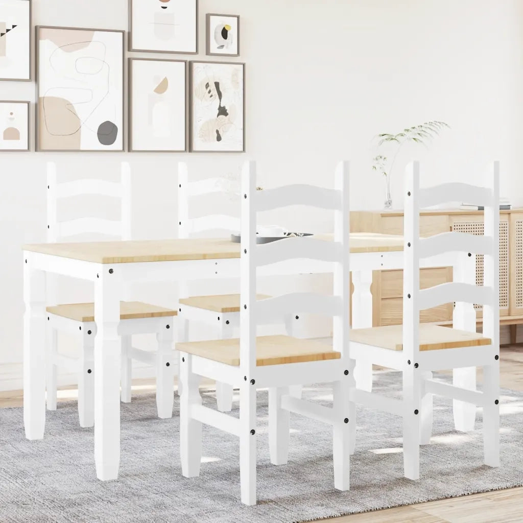 vidaXL Set da Pranzo 5 pz Panama Bianco in Legno Massello di Pino