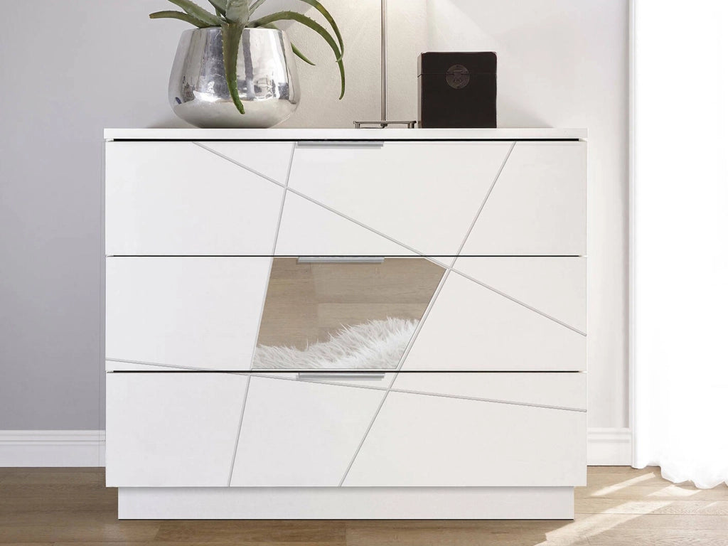 Cassettiera Nilam, Settimino multiuso, Comò camera da letto, Mobile con cassetti, Made in Italy, 104x45 h85 cm, Bianco