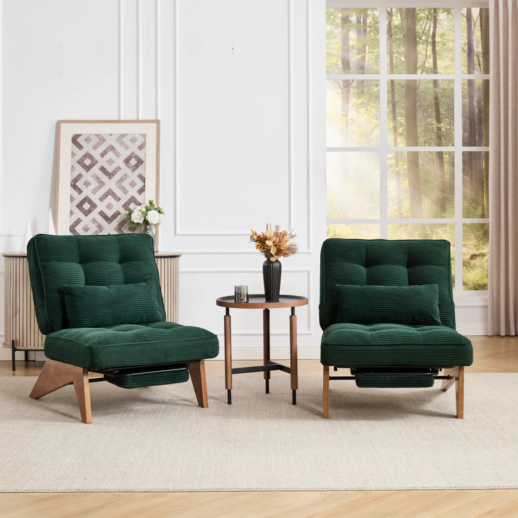 POLTRONA Reclinabile in velluto a coste 127x73x90 cm Verde smeraldo con cuscino lombare