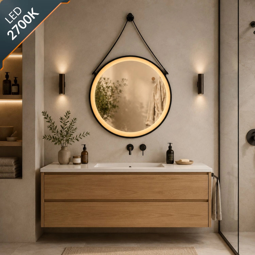 Specchio per ambienti bagni e zone benessere tondo retroilluminato led con interruttore touch *** misura Ø50, tonali...
