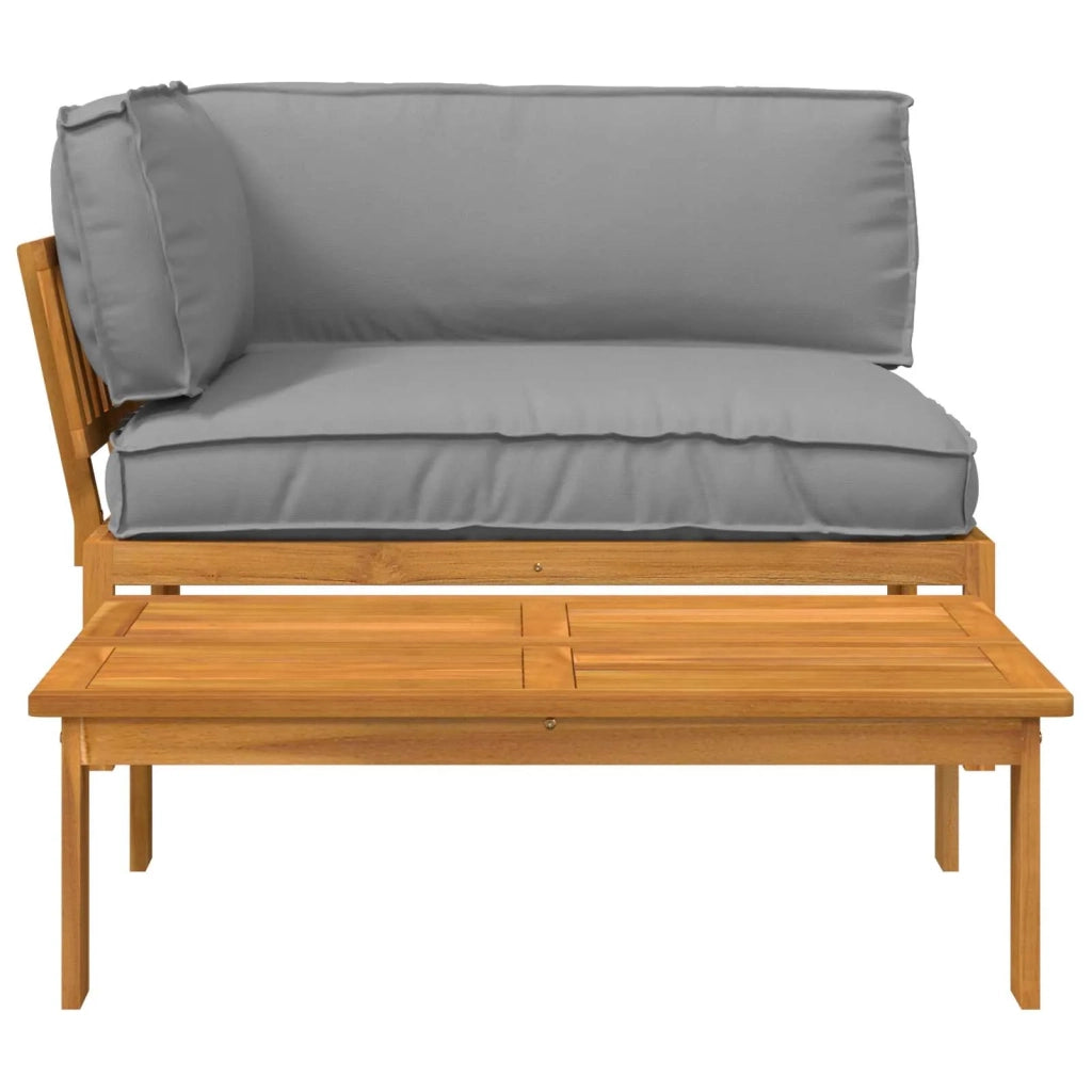 Set di divani con cuscino 2 pcs Grigio Legno di Acacia Massello