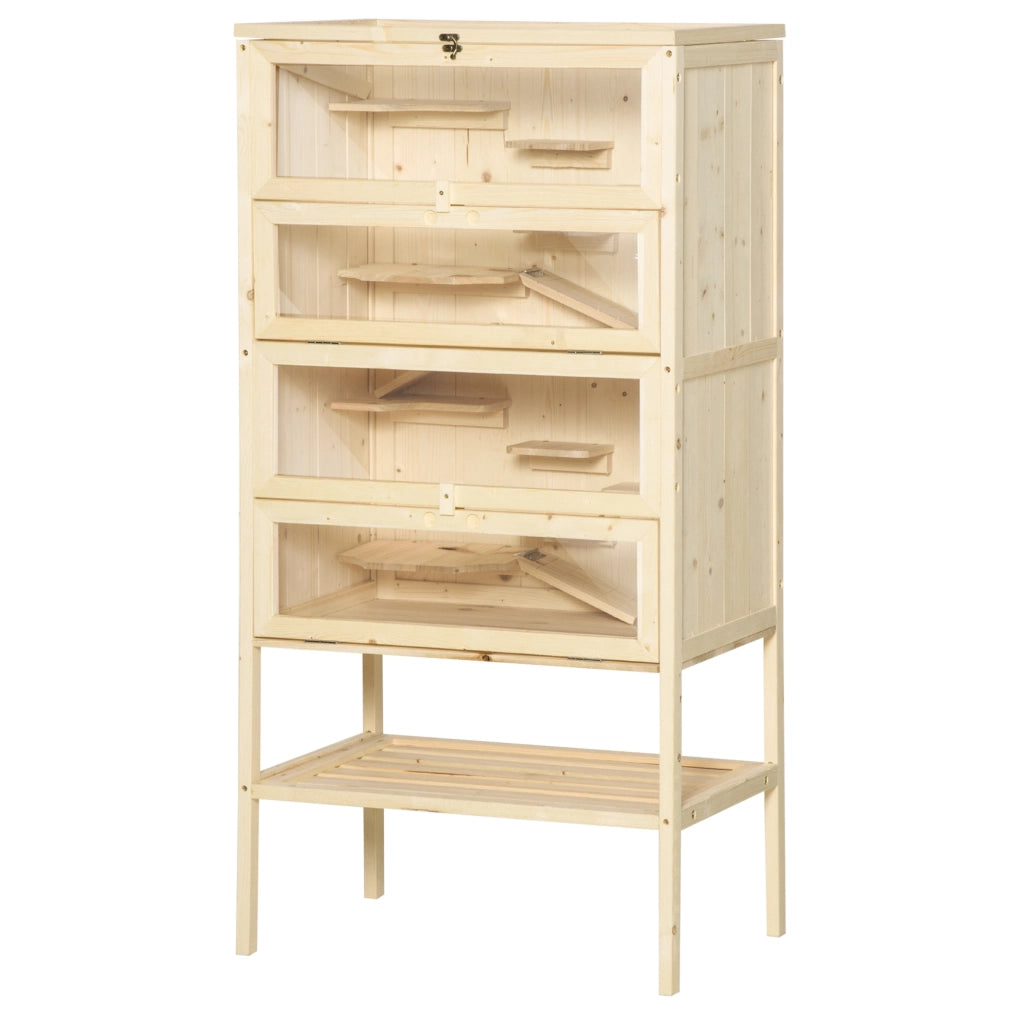 Gabbia per Criceti in Legno a 5 Piani ¨C zephmum ¨C Naturale 60x40x120 cm