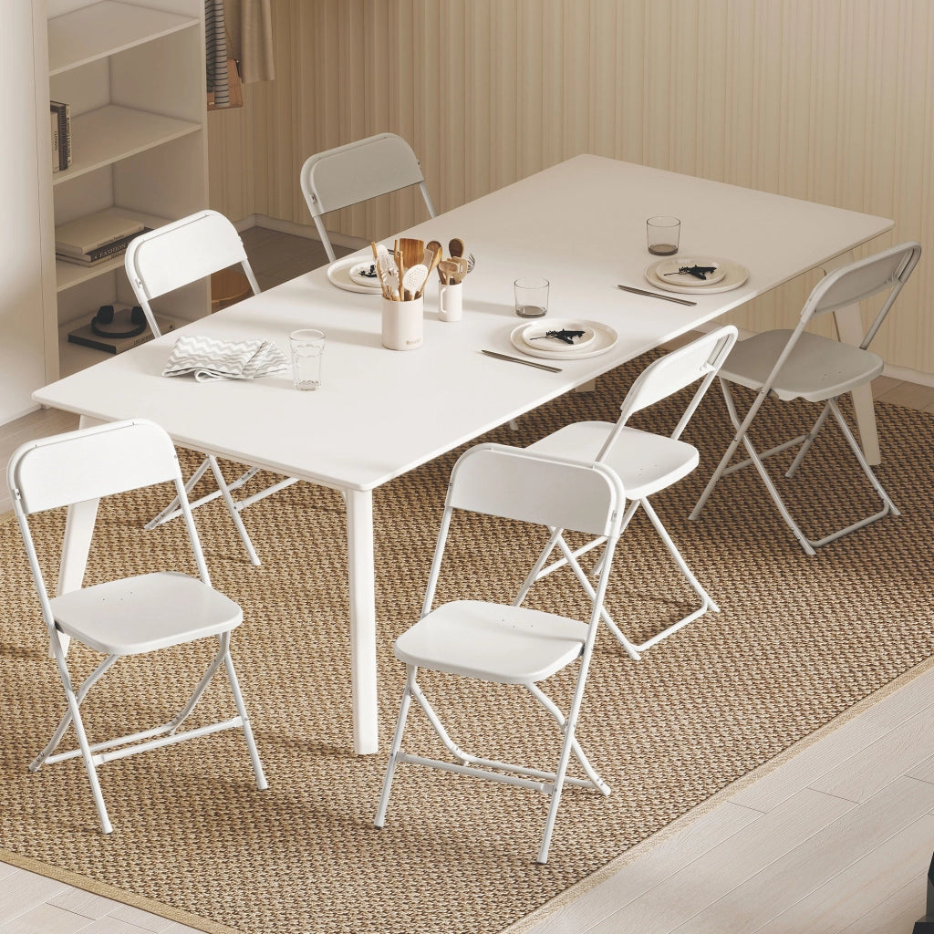 Set 6 Sedie Pieghevoli ¨C zephmum ¨C Plastica e Metallo Bianco 45x49x79.5 cm