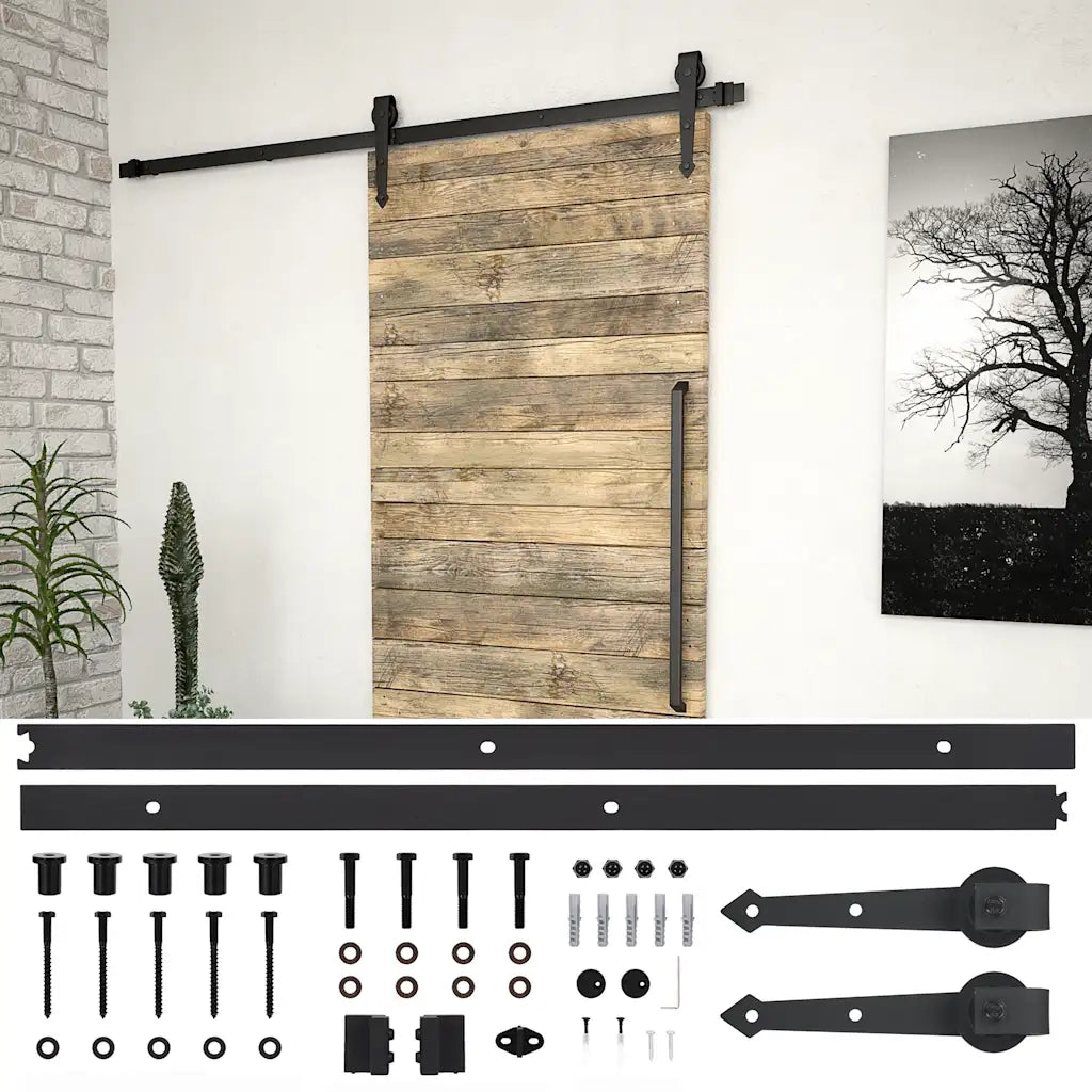 Kit di Binari per Porte Scorrevoli SKIEN 200 cm Acciaio Nerocod mxl 95087