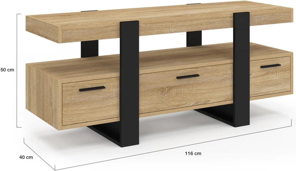 Porta TV PHOENIX legno nero con cassetti