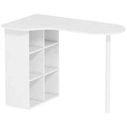 Scrivania per Camera Ricurva con 6 Ripiani e 4 Scaffali Regolabili, in Acciaio e Legno, 100x59x75.5 cm, Bianco