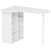 Scrivania per Camera Ricurva con 6 Ripiani e 4 Scaffali Regolabili, in Acciaio e Legno, 100x59x75.5 cm, Bianco