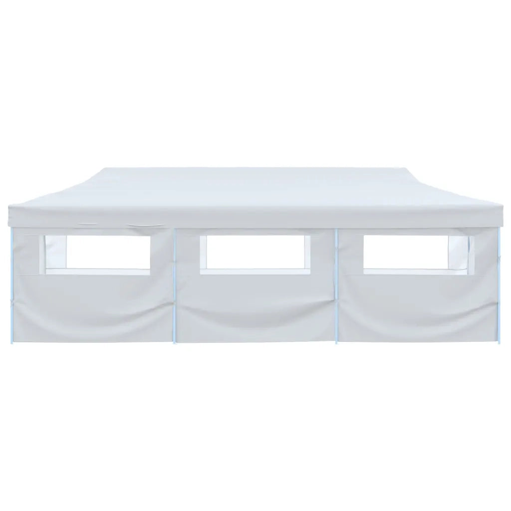 Tenda Pieghevole Pop-Up con 8 Pareti Laterali-Tenda Gazebo 3x9 m Bianca