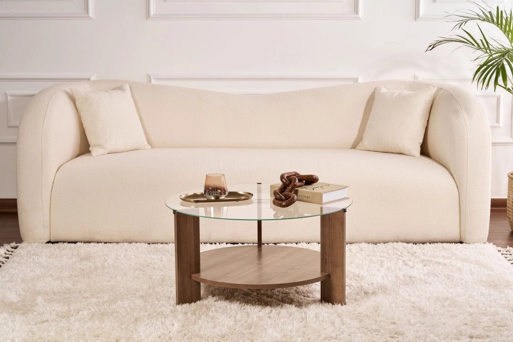Tavolino in legno "Clara" - 75 x 75 x 40 cm - NoceTrasparente