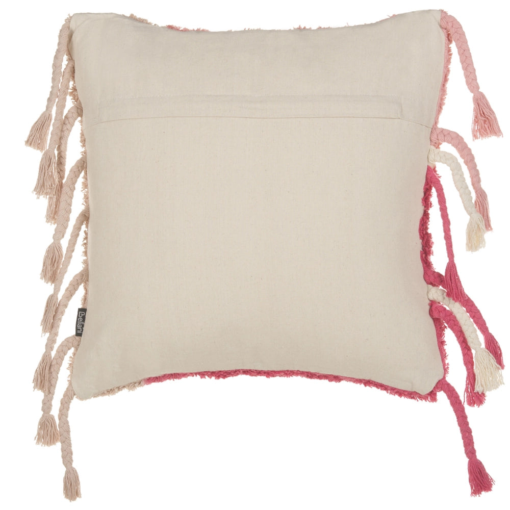 Cuscino decorativo in cotone con frange in stile bohémien 45 x 45 cm Accessori decorativi rosa