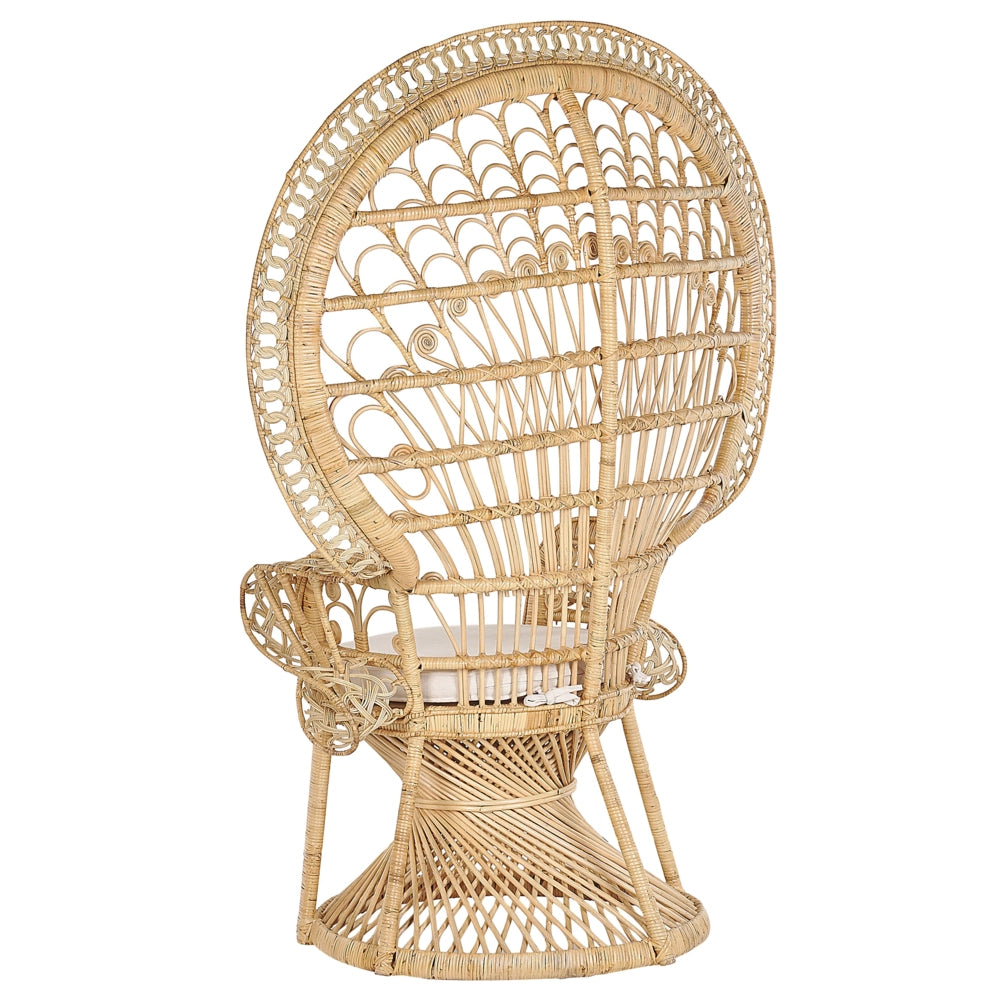 Sedia Rattan Beige 150 x 68 cm Vimini Cuscino per Seduta per Interni ed Esterni con Schienale Alto