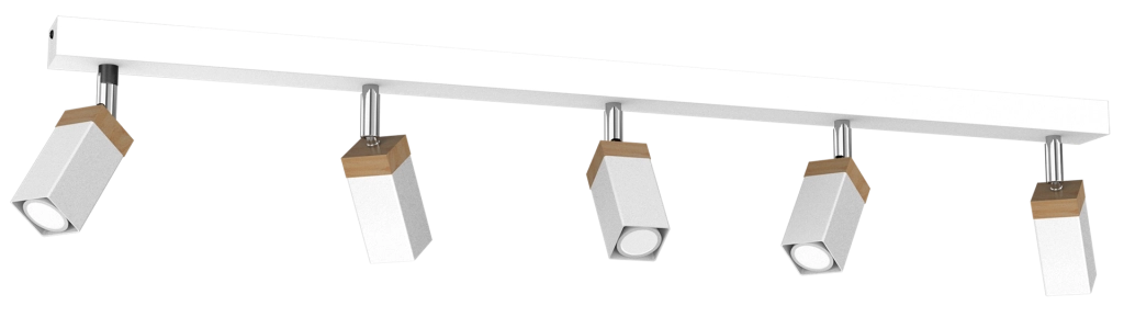 Plafoniera a barra Milagro SOLO 5x40W GU10 bianca legno chiaro